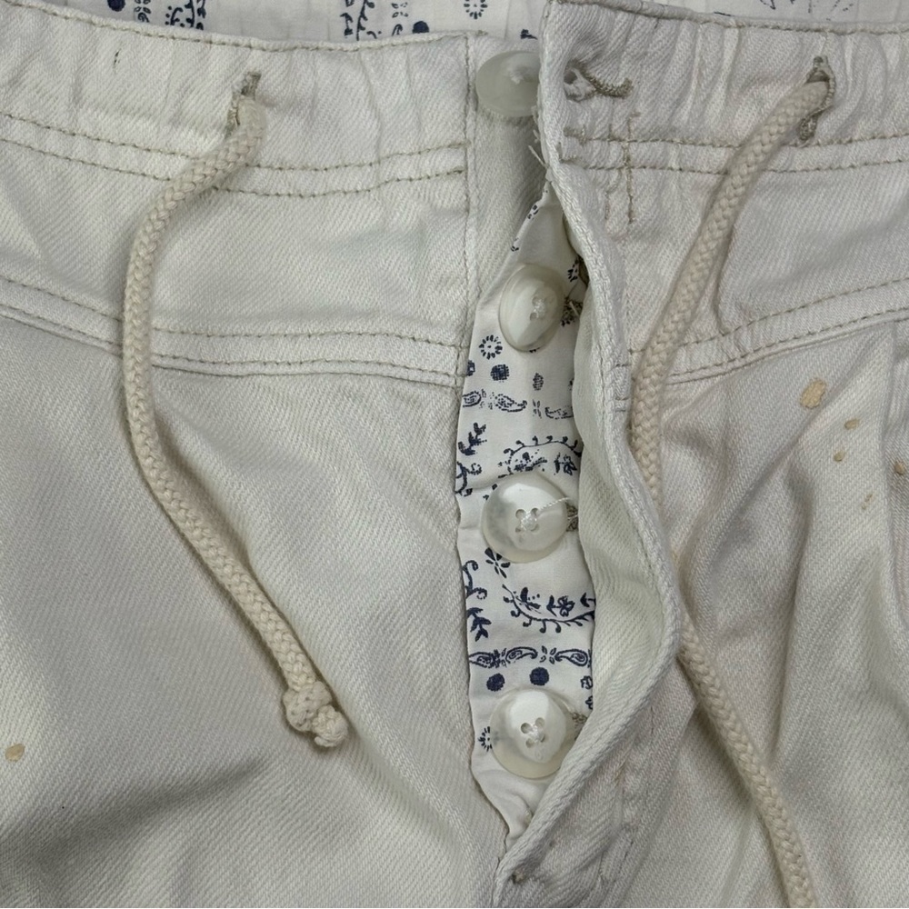 Free People Mixed Up Cropped Utility Pants Distressed Painter Button Fly XS - Picture 4 of 13